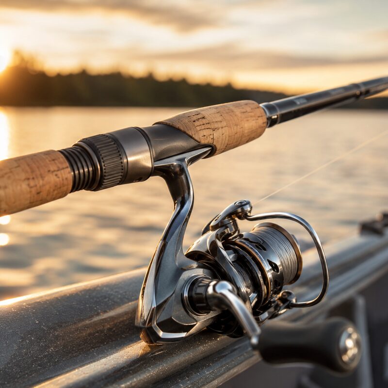 Rod and reel combo on a boat